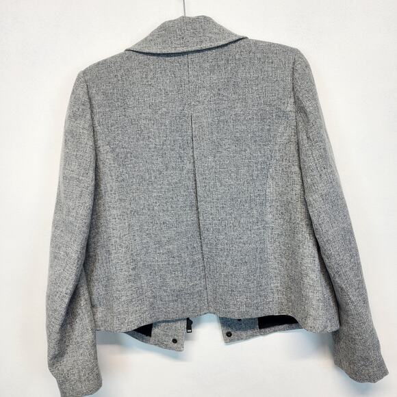 Halogen Full Zip Crosshatch Jacket Size M Gray Long Sleeve Minimalist Classic - Picture 3 of 14